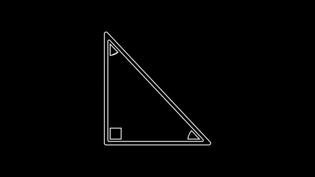 White line Triangle math icon isolated on black background. 4K Video motion graphic animation