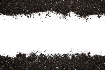 Scattered soil on white background