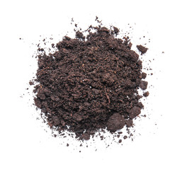 Heap of soil on white background