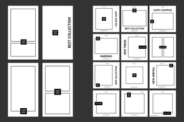 Editable Post Template Social Media Banners for Digital Marketing. Promotion Brand Fashion. Stories. Streaming. Vector Illustration - Vector