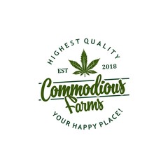 design vintage farm logo concept with marijuana and less green 