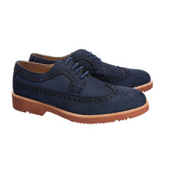 Suede classic men's lace-up shoes (also known as derby, gibson or tips) isolated on white background