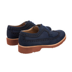 Suede classic men's lace-up shoes (also known as derby, gibson or tips) isolated on white background