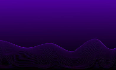 Technological digital background. Waves on a purple background. Dynamic waves. Equalizer, big data. Vector illustration. Copy space