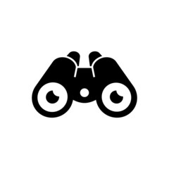 binoculars icon template, Traffic warning symbol vector sign in black flat shape design on white background