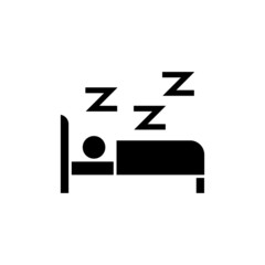Sleep icon template, Sleep symbol vector sign in black flat shape design isolated on white background