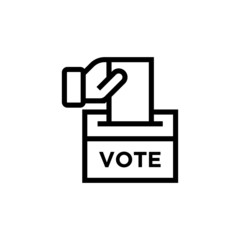Election Vote concept icon template, voting ballot box symbol vector sign in outline style isolated on white background