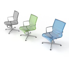 3d image of a mobile chair made of perforated metal