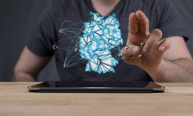 map of Germany. Wire frame 3D mesh