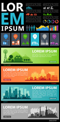 Abstract stylish cityscape infographics. Infographics elements collection with town, city elements