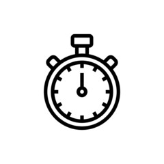 Stopwatch icon, timer pictogram, Chronometer symbol in outline style on white background