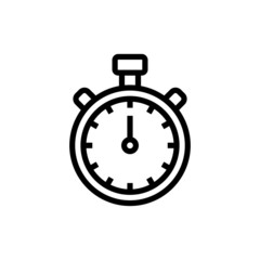 Stopwatch icon, timer pictogram, Chronometer symbol in outline style on white background