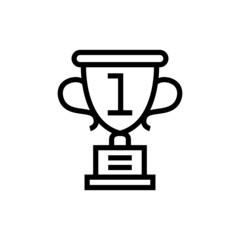 award icon, Prize pictogram, Trophy symbol in outline style on white background