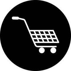 Shopping cart, trolley vector in black circle icon. Contain such icon as mobile shop, web site, and ui. Cart flat collection of web icon for online store. Shopping Cart in flat design best vector icon