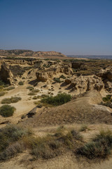 Fototapeta na wymiar Rock formations in a desert. Bardenas Reales, Castildetierra, Navarre, Spain