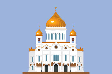 Russian Orthodox cathedral. Architectural structure of a religious nature.