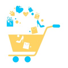 Shopping cart, trolley vector icon. Contains such icon as mobile shop, web site, and ui. Cart flat collection of web icon for online store. Shopping Cart in flat design best vector icon. 