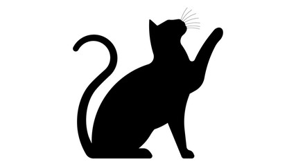 Black cat. Silhouette of a feline figure. Vector template