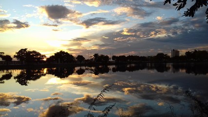 sunset over the river