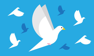 White doves in an abstract style. Vector illustration.