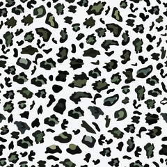 White and black snow leopard abstract skin background in vector, animal print