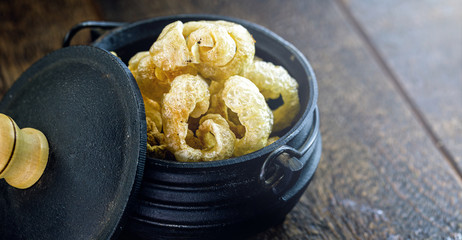 cracker and salted pork cracker for appetizer, food from brazil.