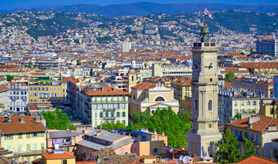 Obraz premium An aerial view of Nice, France along the French Riviera.