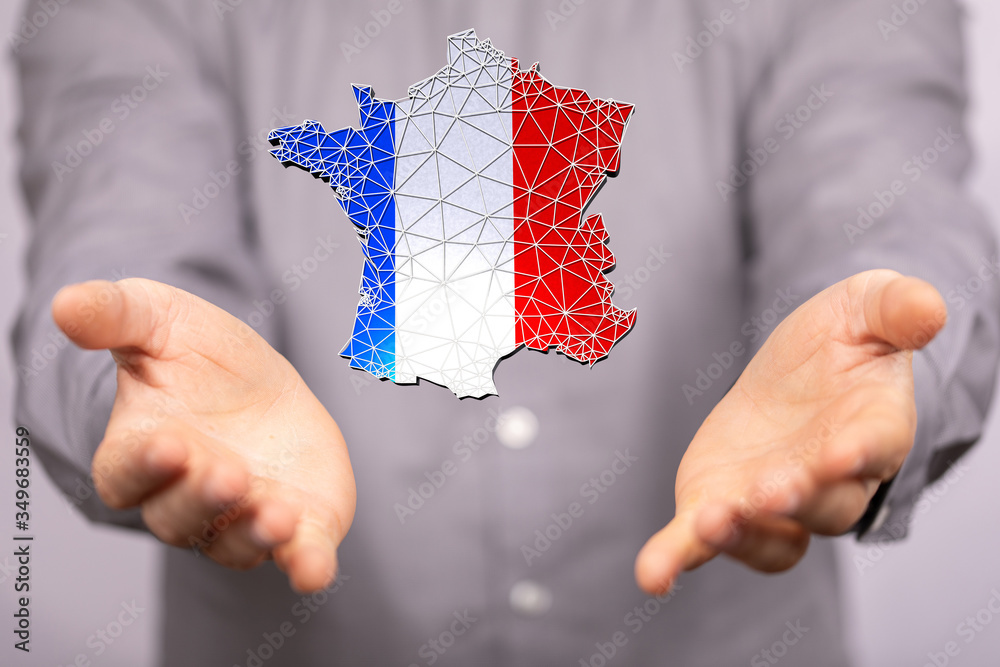 Sticker Digital France map country 3d