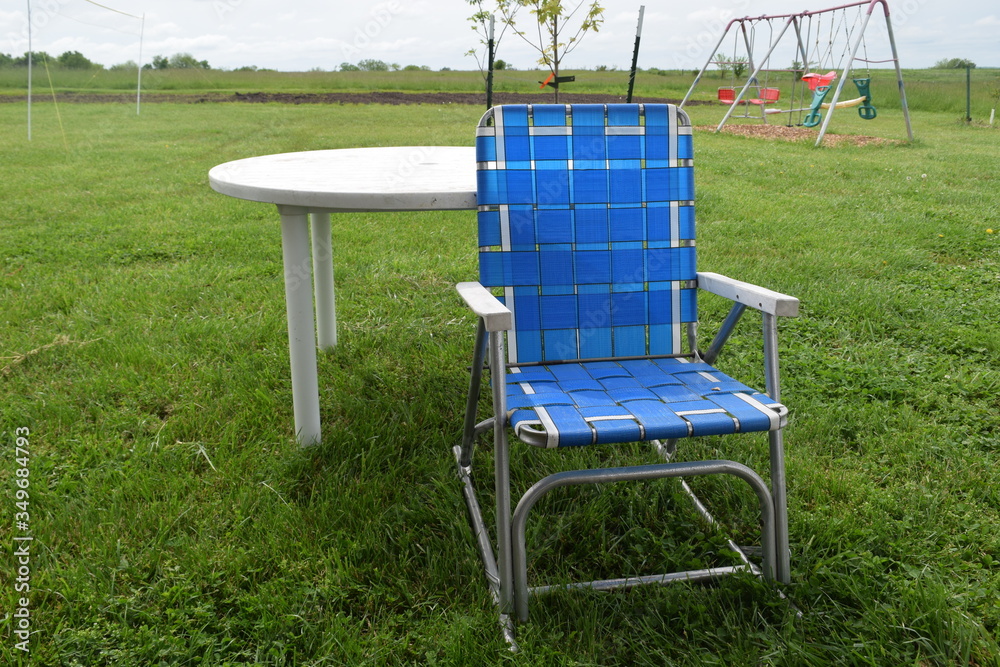 Canvas Prints Lawn Chair and Table