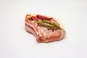 Fototapeta premium Raw pork steak isolated on white background