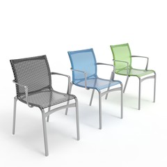 3d render image of a perforated metal office chair 05