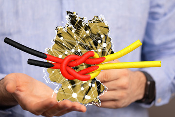 map of Germany. Wire frame 3D mesh