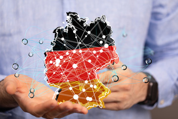 map of Germany. Wire frame 3D mesh