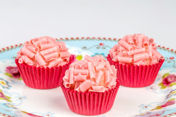 Strawberry brigadeiro. Traditional Brazilian sweet called  Bicho de Pé
