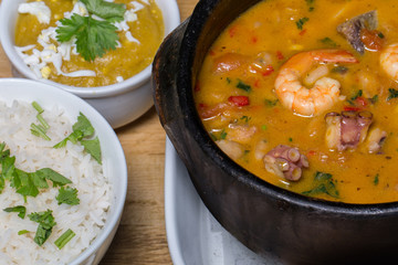 Seafood feijoada, tradition of Brazilian cuisine and typical foods