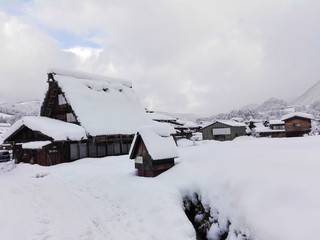 Shiragawago ancient village in winter