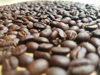 
coffee beans middle focus background