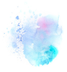 Bright colorful vibrant hand painted isolated watercolor spot splash on white background