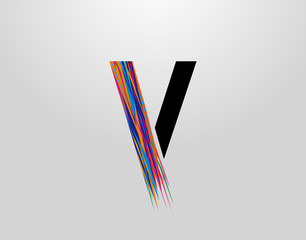Obraz premium Futuristic Letter V Logo. Modern Initial V With Creative Colorful Strips