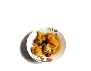 Stewed cauliflower dish on white background. typical food of Guatemala