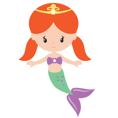 Cartoon princess mermaid vector illustration