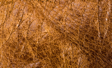 Old vintage genuine soft brown leather texture background, top layer with pores and scratches, macro, close-up