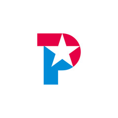 letter p star geometric simple colorful logo vector