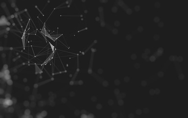 Abstract background. Molecules technology with polygonal shapes, connecting dots and lines. Connection structure. Big data visualization.
