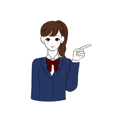 Fototapeta premium 笑顔で指をさす女子学生