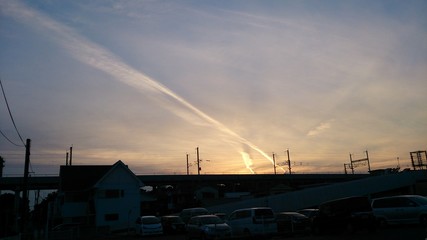 Fototapeta premium 夕暮れの空とたなびく雲