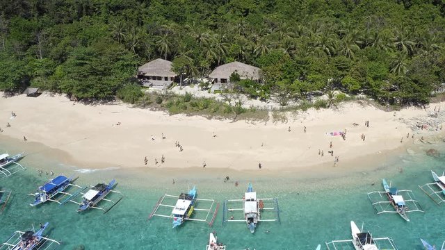 Beautiful scenic aerial shot of Seven Commandos Beach - El Nido Palawan Philippines