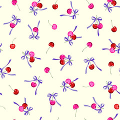 Seamless vector pattern of a pretty cherry,