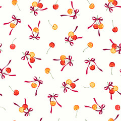 Seamless vector pattern of a pretty cherry,