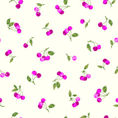 Seamless vector pattern of a pretty cherry,